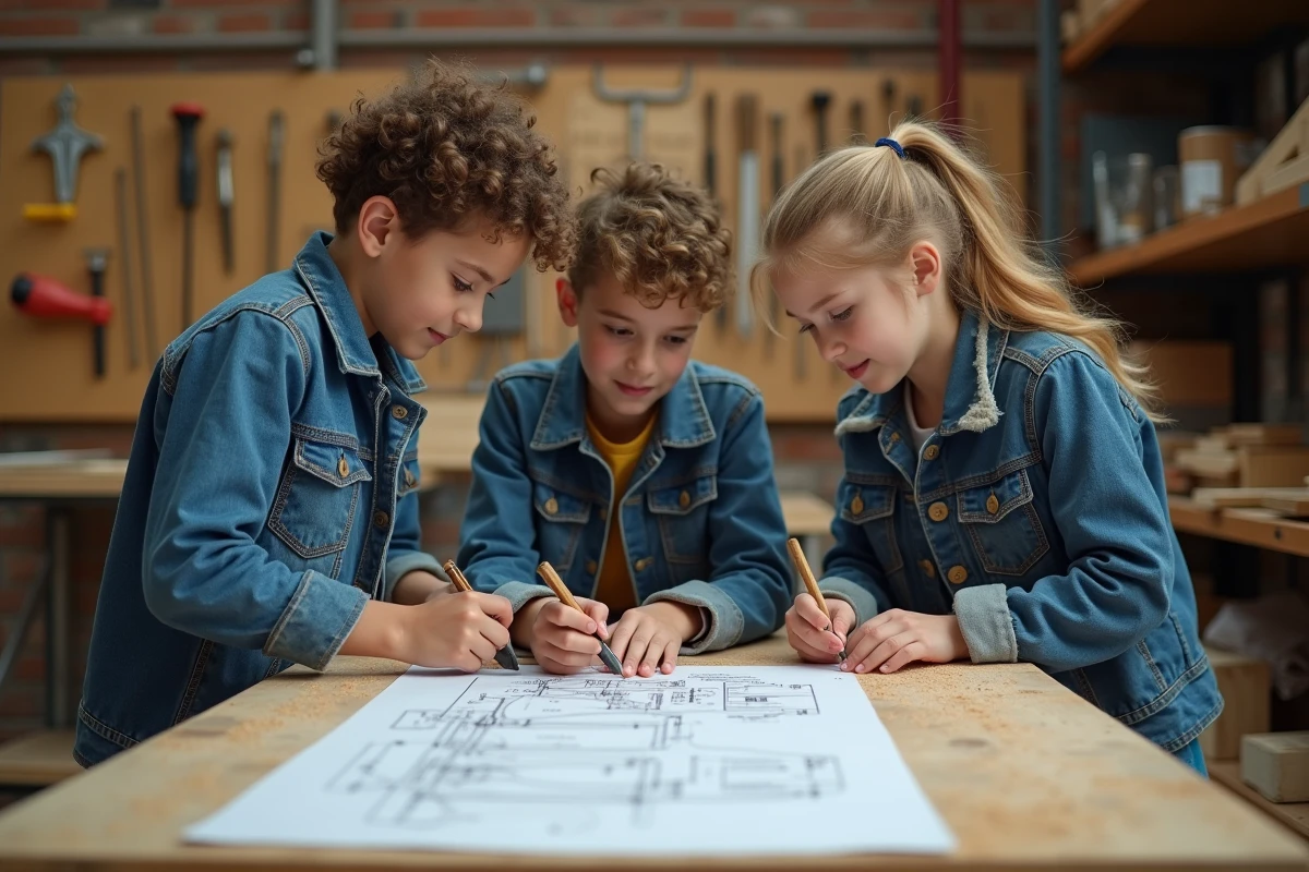 Élèves de SEGPA travaillant en atelier de menuiserie dans un collège de l'Éducation nationale