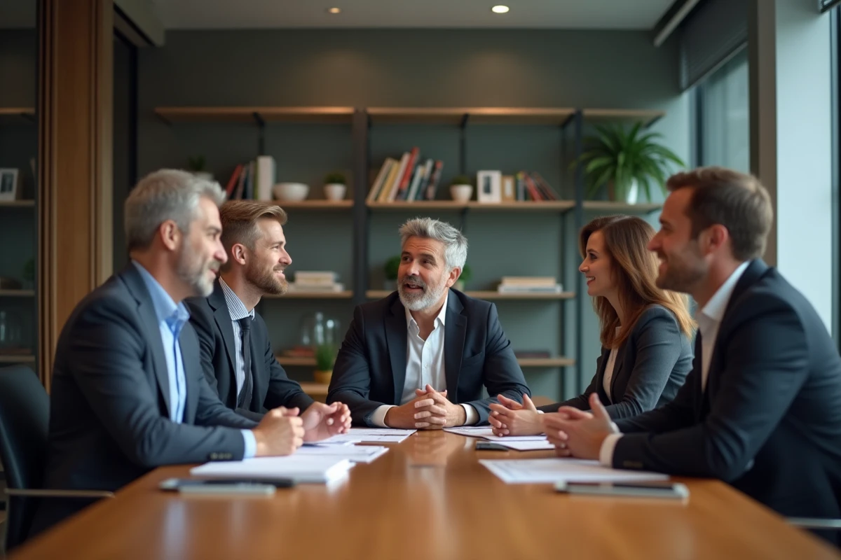 Groupe divers d'adultes en réunion de travail