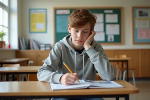 Jeune garçon de 16 ans choisissant sa formation scolaire